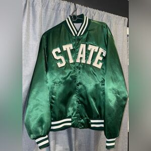 Green STATE varsity jacket